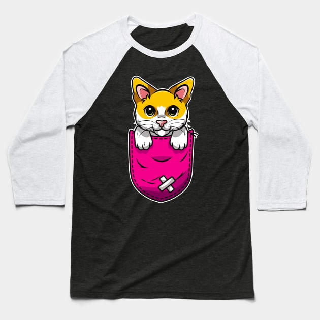 Cute Cat In Bag Cats Lover Baseball T-Shirt by Foxxy Merch